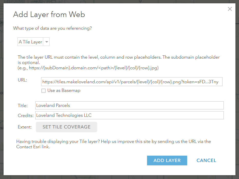 Tileserver ArcGIS Desktop