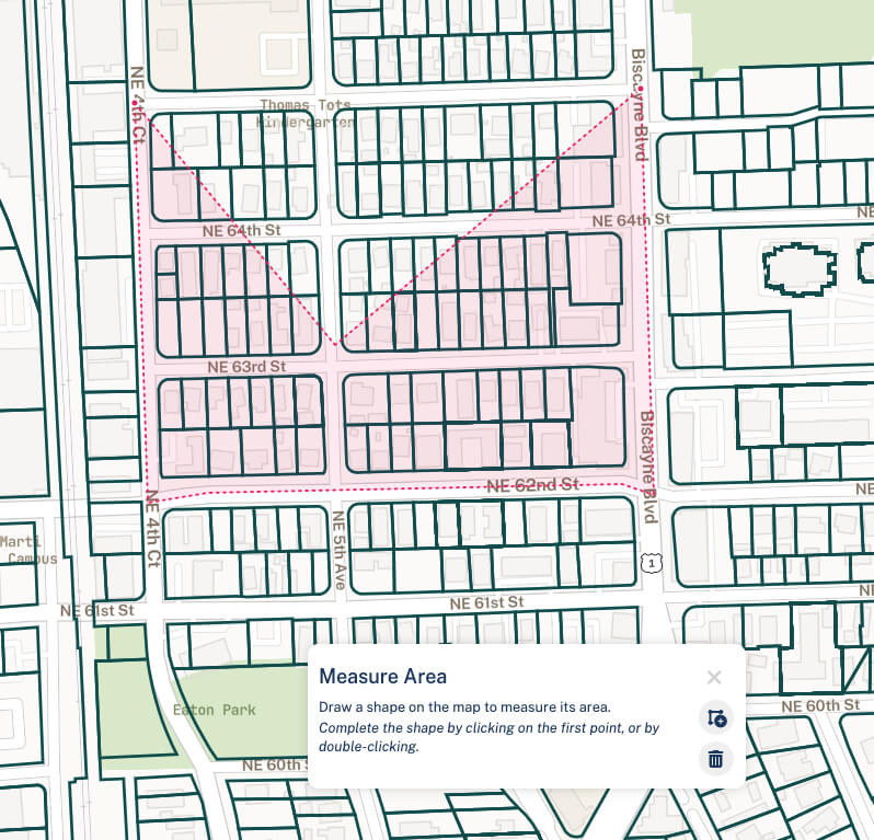 Using the measure tool to measure area and distance