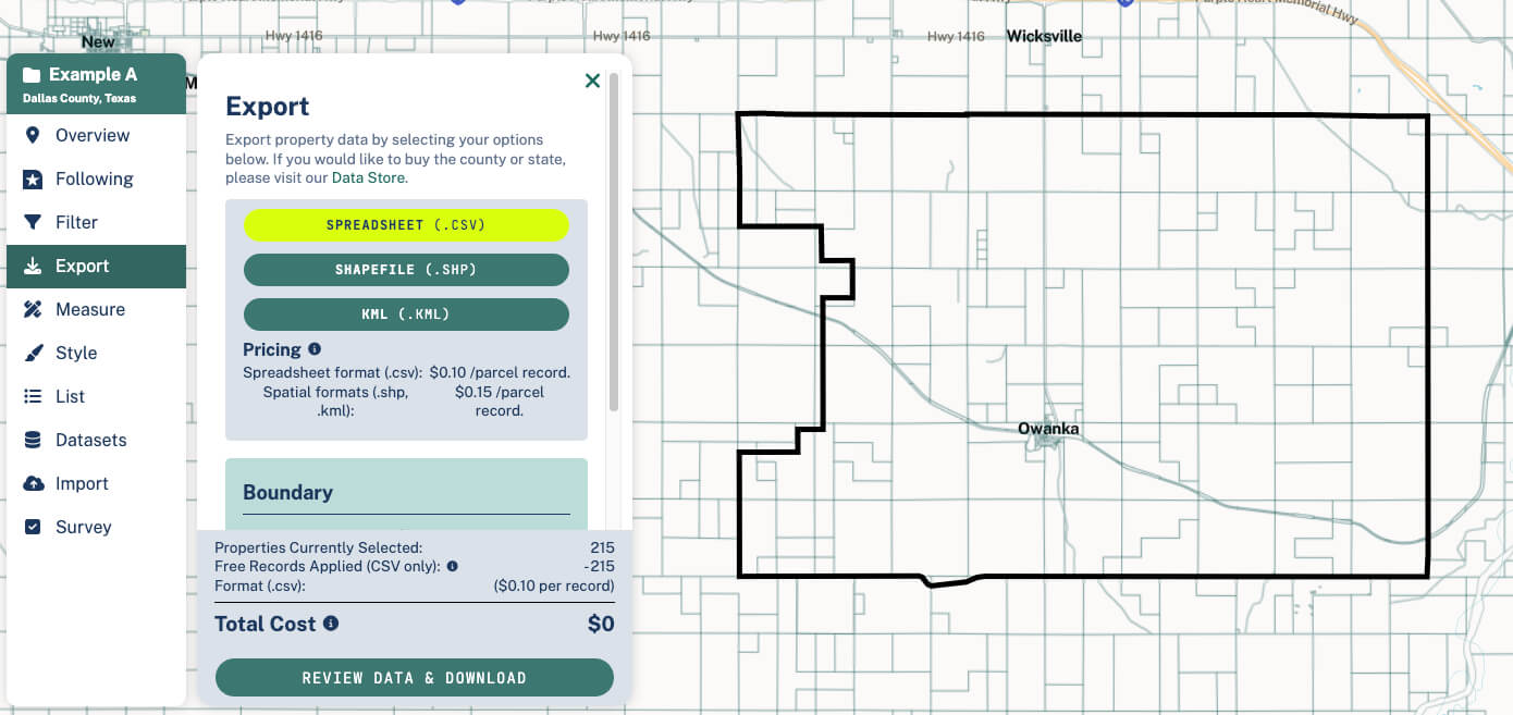 Exporting data