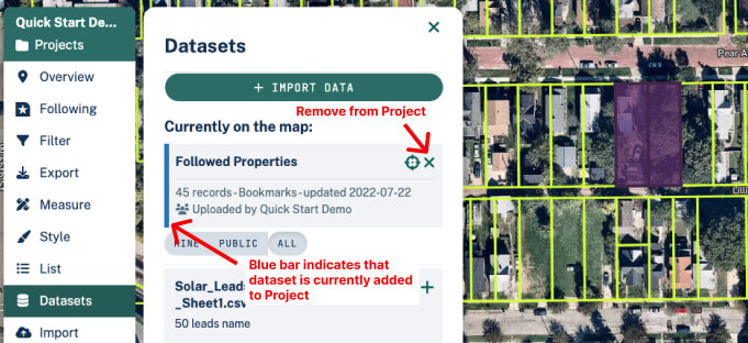 Removing imported data from a project