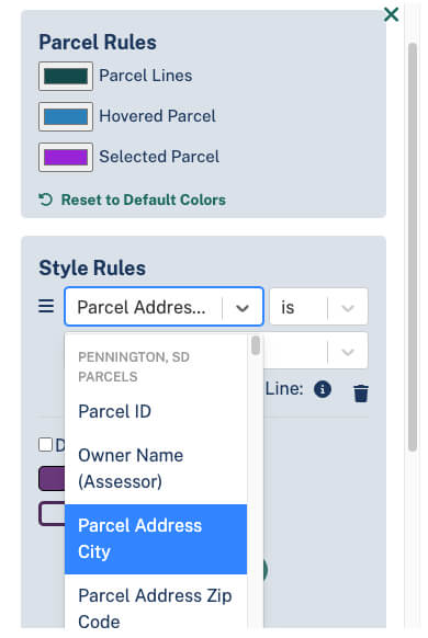 Style rule dropdowns